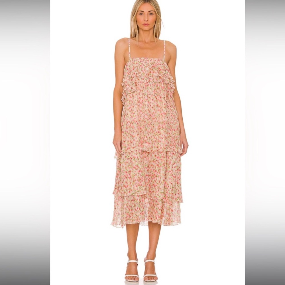Something Navy Flowy Silk Midi Dress